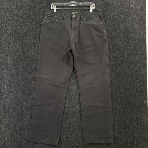 Eddie Bauer Pants Mens 36x32 Black Straight Leg Five Pocket Casual 100% Cotton - Picture 1 of 13